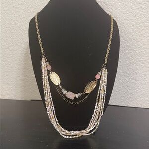 Elegant Gold and Pink Beaded Necklace